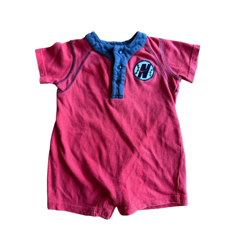 Vintage Y2K Nike Embroidered Baseball Shortie Romper Baby Boy 24 Months Sporty